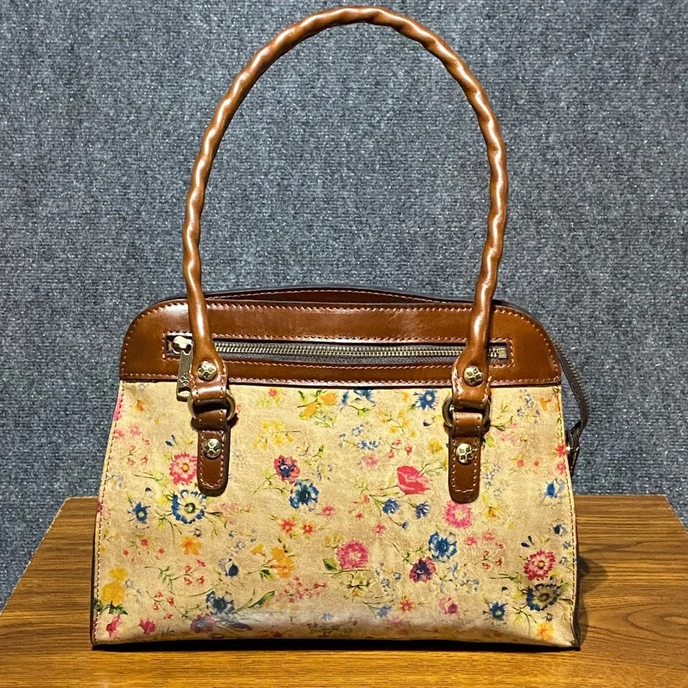 Patricia Nash Calvi Prairie Rose Floral Leather‎ Satchel Crossbody Bag P272170X